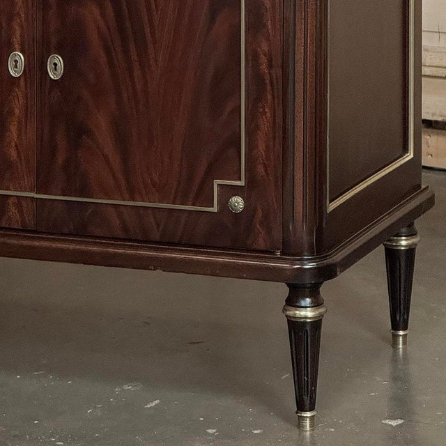 French Mahogany Louis XVI Style Two-Door Buffet With Carrara Marble Top For Sale - Image 11 of 18