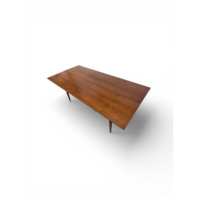 1960s Mid-Century Modern Dunbar Flip-Top Walnut Dining / Console Table For Sale - Image 5 of 9