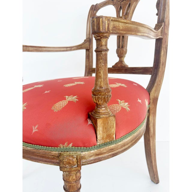 Antique Carved Venetian Plastered Wood Armchairs With Pineapple Seats- a Pair For Sale - Image 12 of 12