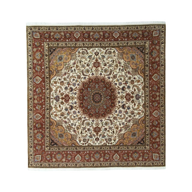 Hand-Knotted Tabriz Rug with Silk Content For Sale - Image 13 of 13