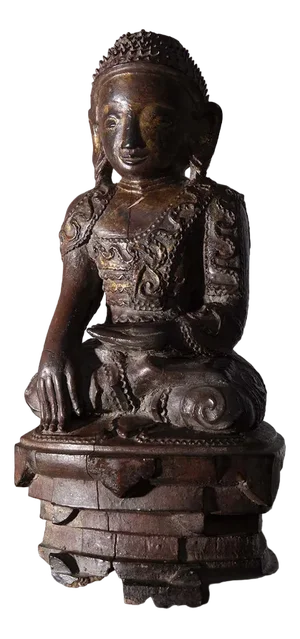 Laotian Artist, Large Buddha Sculpture, 19th-20th Century, Wood