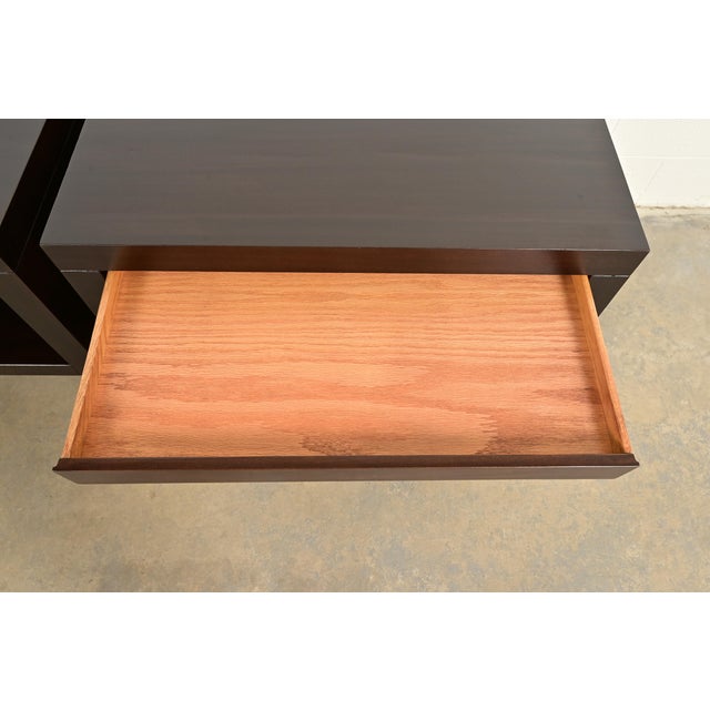 Wood Barbara Barry for Baker Furniture Modern Oversized Dark Mahogany Nightstands, Newly Refinished For Sale - Image 7 of 15