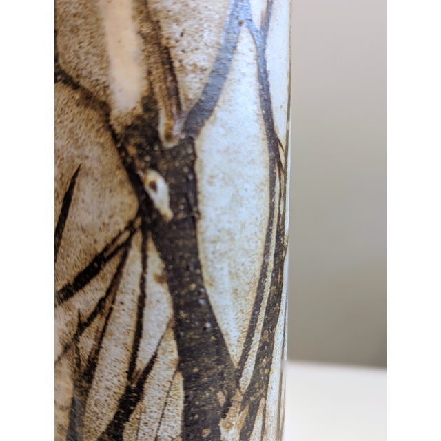 Ceramic Anderson Design Studio Tall Stoneware Cylinder Vase With Winter Tree Motif, 1970s For Sale - Image 7 of 9