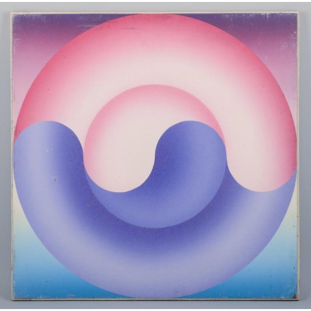 R. Wagner, European artist. Oil on board. Geometric composition. Ca. 1970. Signed on the back. In good condition with a...