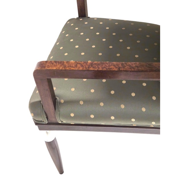 Early 20th Century French Art Deco Desk / Arm / Side/ Occasional Chair Thuya Wood & Silver Leaf- Attributed to M. Dufrene For Sale - Image 9 of 12