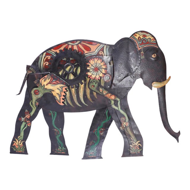 Large Metal Elephant Wall Sculpture For Sale