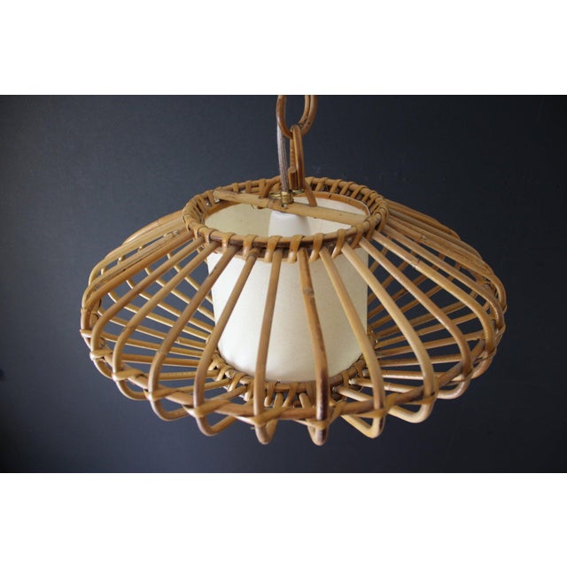 Flying Saucer Bamboo Pendant Light from Louis Sognot, 1950, Set of 2 For Sale - Image 14 of 18