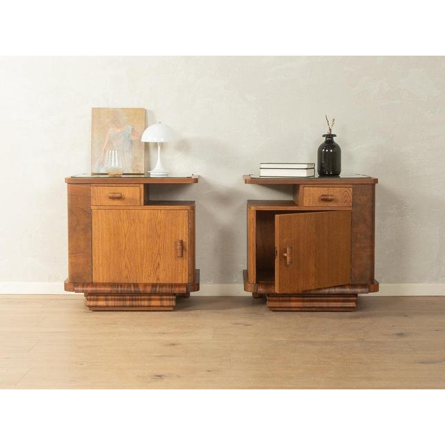Art Deco Bedside Tables in Walnut, Set of 2 For Sale - Image 3 of 10