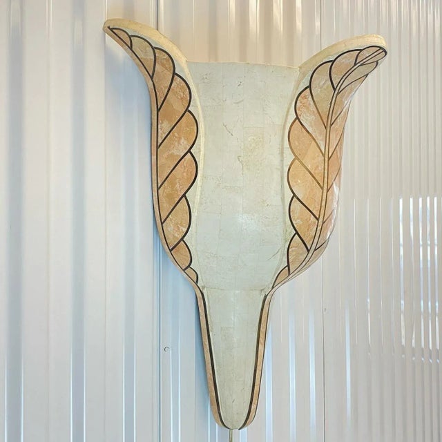 Casa Bique Inlaid Marble Stone and Brass Wall Sconce Lamp For Sale - Image 10 of 13