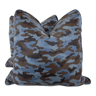 Holland & Sherry "Cavendish" in Blue Earth 22" Pillows-a Pair For Sale