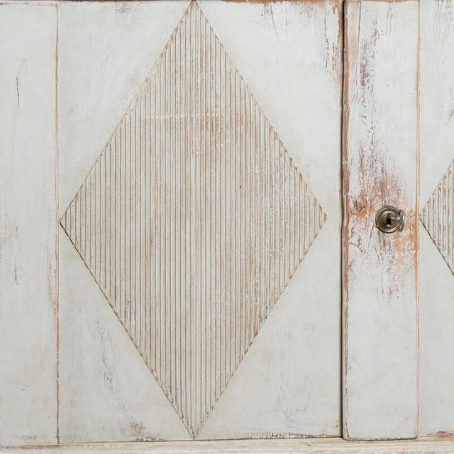 19th Century Swedish Gustavian Pine Wedding Cabinet in Gray Painted Finish For Sale - Image 13 of 16
