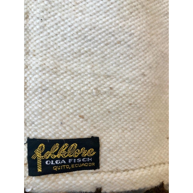 Olga Fisch, Vintage Handwoven Tapestry Wool, Metal Folk Art Rug Weaving Wall Hanging, Circa 1950s For Sale - Image 4 of 6