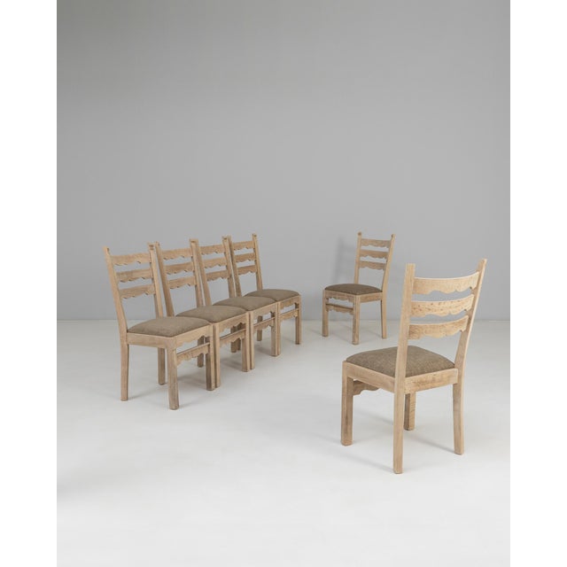 1950s French Oak Dining Chairs With Upholstered Seats - Set of 6 For Sale - Image 16 of 18