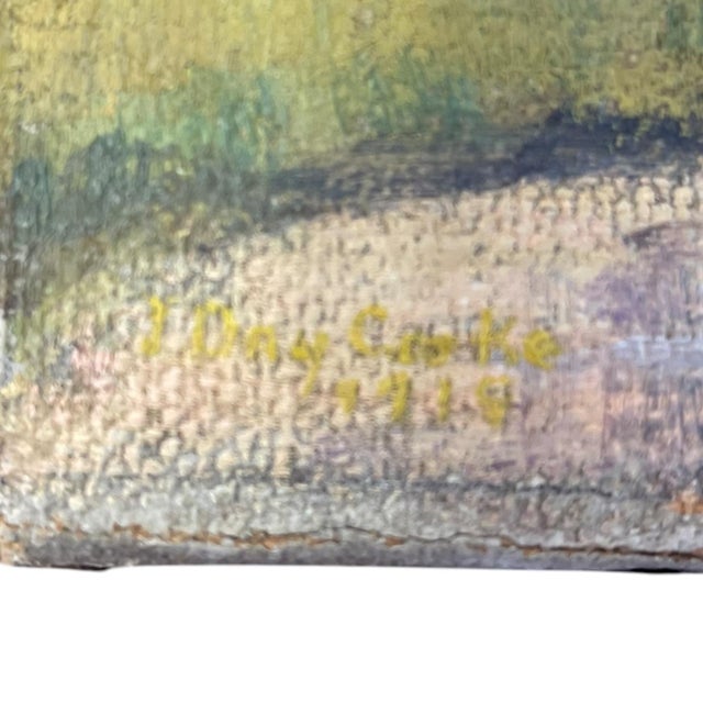 Wood 1970s Signed Landscape Painting on Canvas, Autumn Trees. For Sale - Image 7 of 10