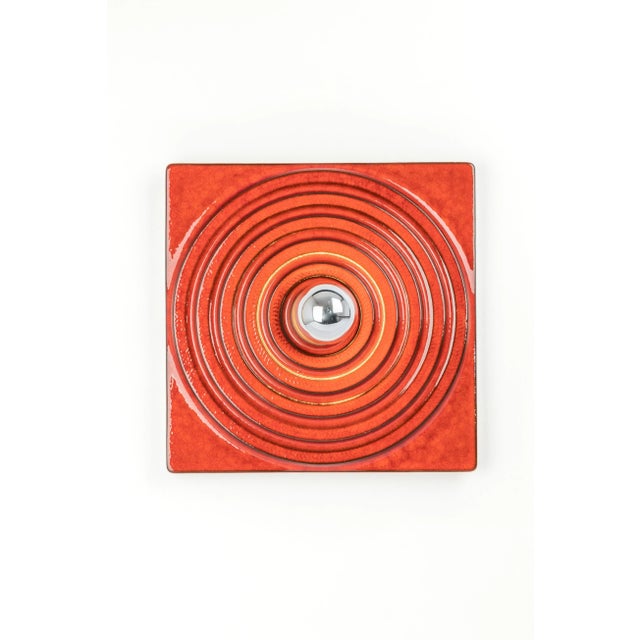 1 of 3 ceramic red wall light sputnik, germany, 1970s. Heavy quality and in very good condition. Cleaned, well-wired and...