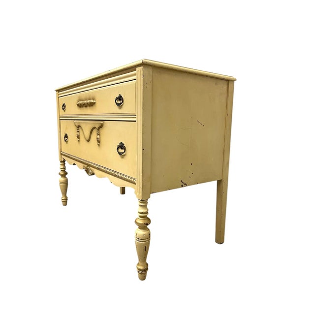 Beige Late 20th Century French Provincial Style Painted Dresser With Turned Legs and Ornate Pulls For Sale - Image 8 of 10