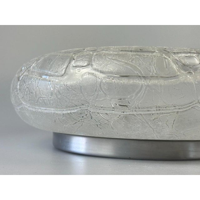Vintage German Ceiling Lamp in Ice Glass from Doria Leuchten, 1970s For Sale - Image 9 of 18