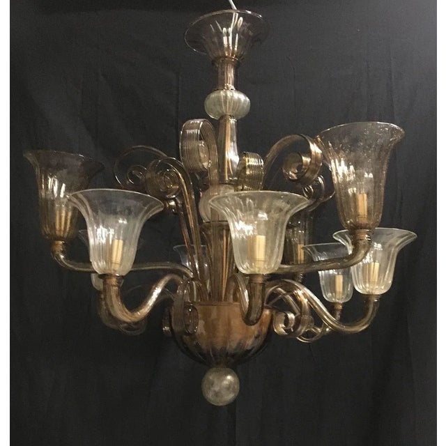 Brown Vintage 9-Light Chandelier from Cesare Toso For Sale - Image 8 of 9