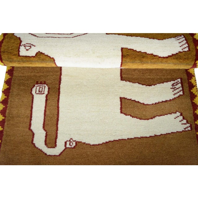 Beige Hand-Knotted Gabbeh Rug with Lion Motif For Sale - Image 8 of 11