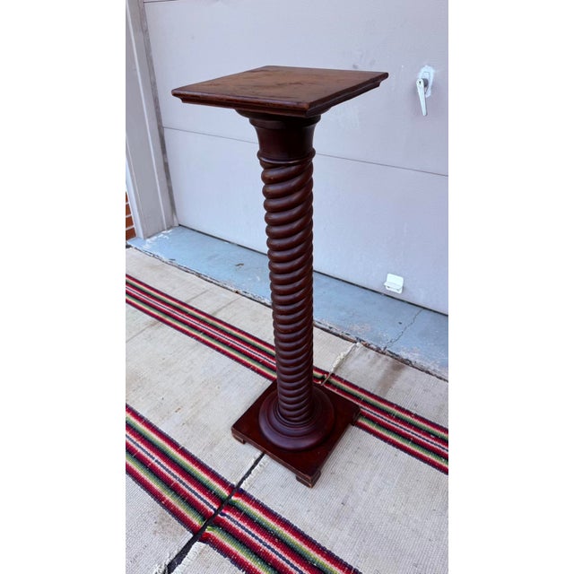 Antique Rope Twist Turned Cherry Pedestal Stand, Circa 1890-1910 For Sale - Image 9 of 14