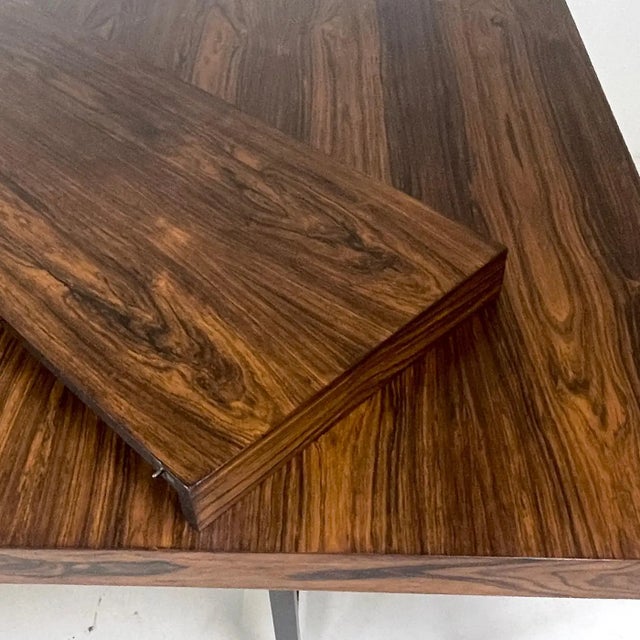 Harvey Probber Rosewood Two Leaf Extension Dining Table Model 819r W. Solid Brass & Mahogany Legs For Sale - Image 11 of 12