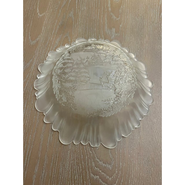 1990s 1990s Mikasa Frosted Crystal Glass Holiday Winter Dreams Serving Bowl For Sale - Image 5 of 7