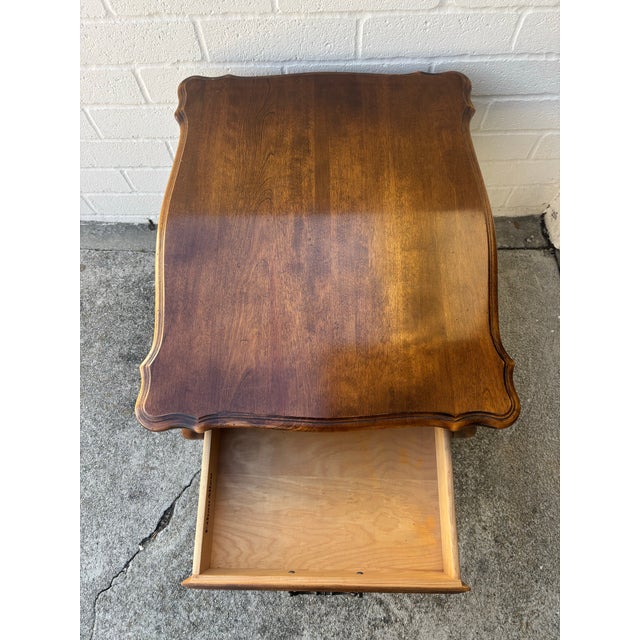 Brown Vintage Ethan Allen French Provincial Lamp Table / Nightstand / Side Table For Sale - Image 8 of 9