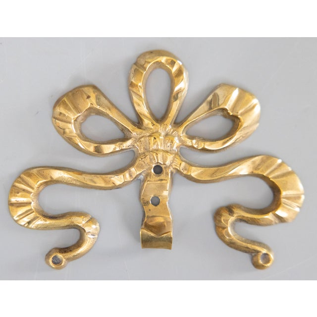 Mid 20th Century Vintage Brass Bow & Ribbon Wall Hook Hanger For Sale - Image 5 of 5