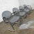 Handsome vintage modern Steelcase chrome tube cantilever base original gray faux leather or vinyl seats and rounded backs,...