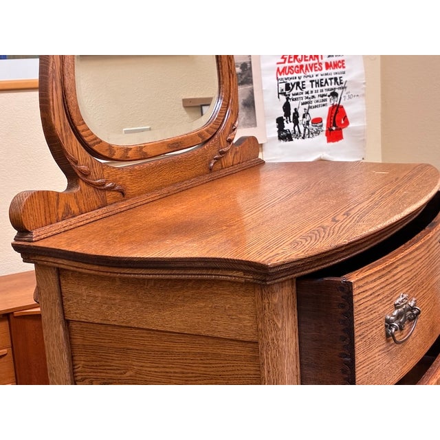 American Antique Golden Oak Dressing Chest With Shaving Mirror c.1880 For Sale - Image 10 of 10