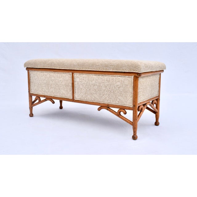 Jacob & Josef Kohn Early 20th Century Upholstered Steam Bent Oak Arts and Crafts Bench For Sale - Image 4 of 9