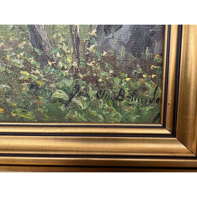 Textile Forest Landscape in Scandinavia with Silver Birch Trees by Danish Artist 1945 Circa For Sale - Image 7 of 16