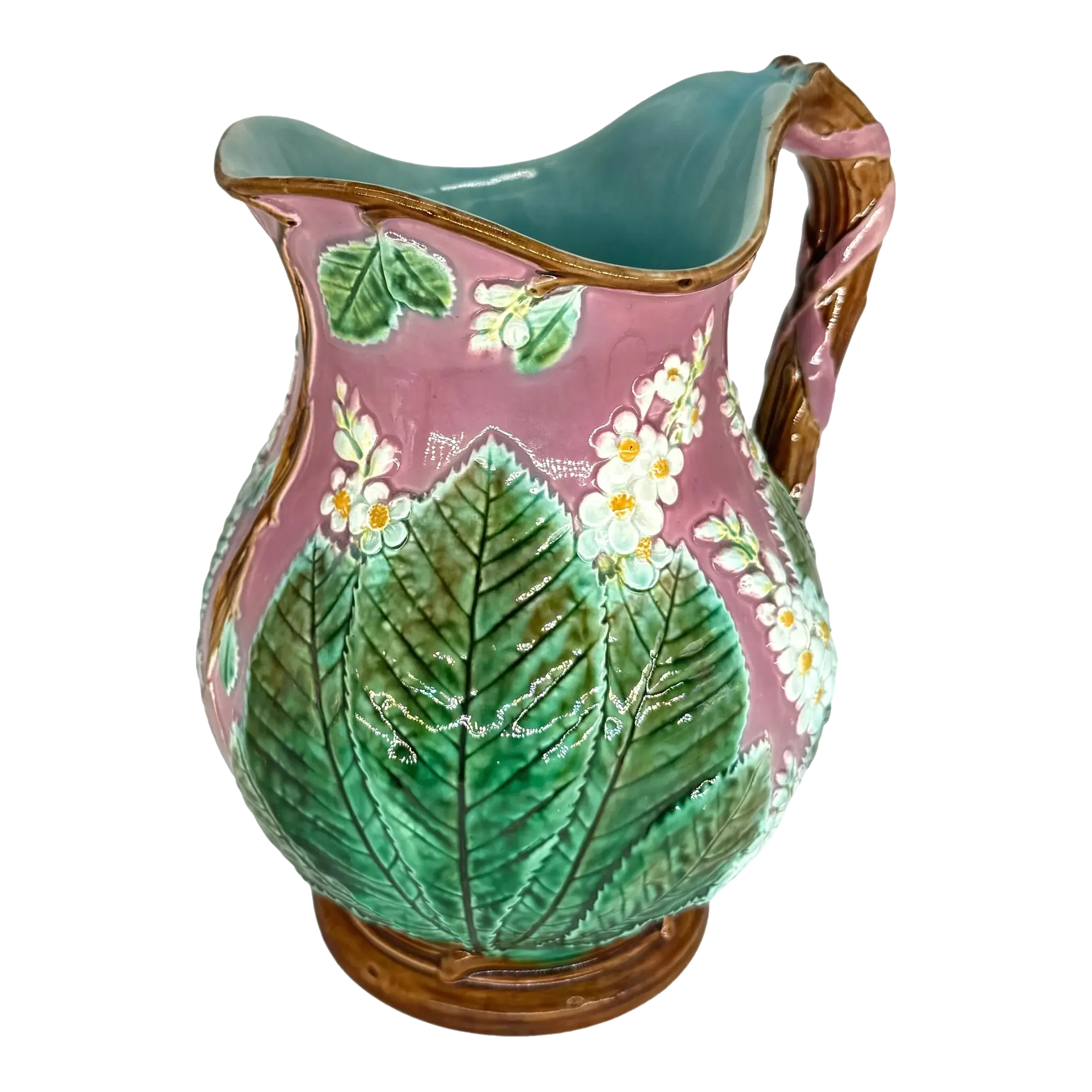 ☆激レア☆【John Gallagher】インテリア A George Jones Majolica Chestnut Pitcher, Leaves and Blossoms