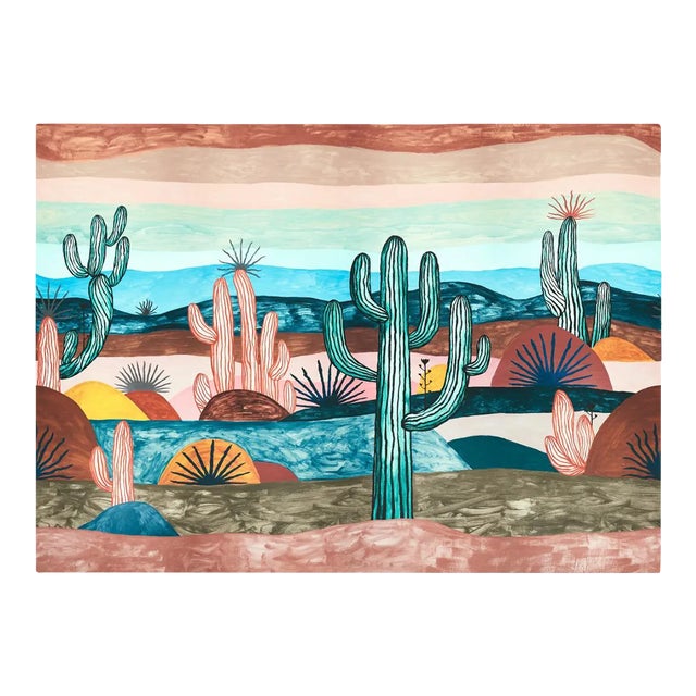 Schumacher Desert Scape Wallpaper Panel Set in Prismatic - 4 Panels For Sale
