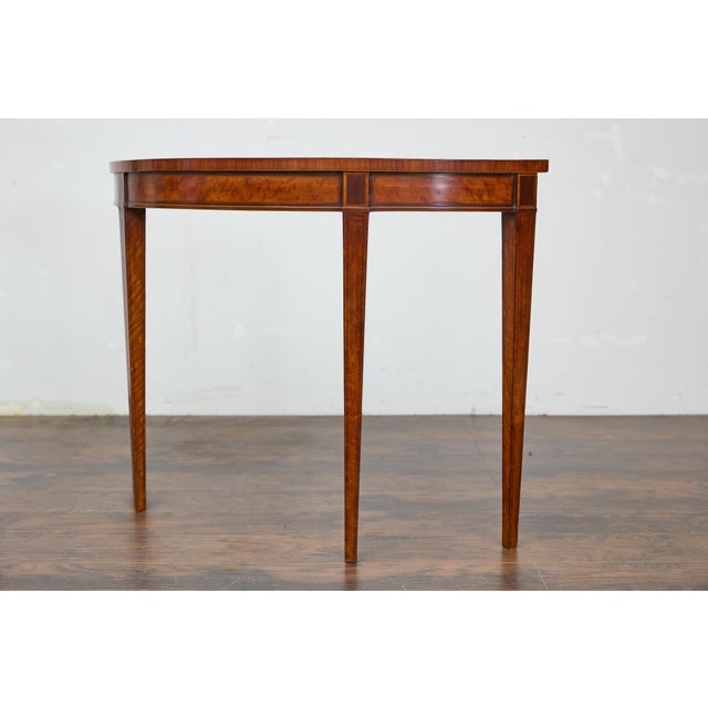Brown 19th Century English Neoclassical Walnut Demi-Lune Table with Tapered Legs For Sale - Image 8 of 12