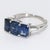 Late 20th Century Late 20th Century Platinum Three Stone Ring With Blue Emerald Cut Sapphire & Diamonds - Size 5.75 For Sale - Image 5 of 5