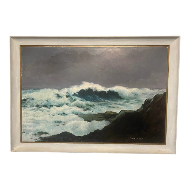 1940s, Hallett D Howe (1894-1966), Large Early Mid Century Painting on Canvas, New England Oceanscape, Framed For Sale