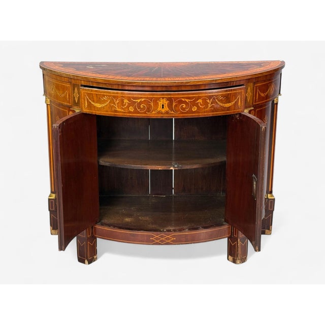 A Pair of Italian Neoclassical, Marquetry, Satinwood, Demilune Chests, Italy, 19th C. For Sale - Image 15 of 18