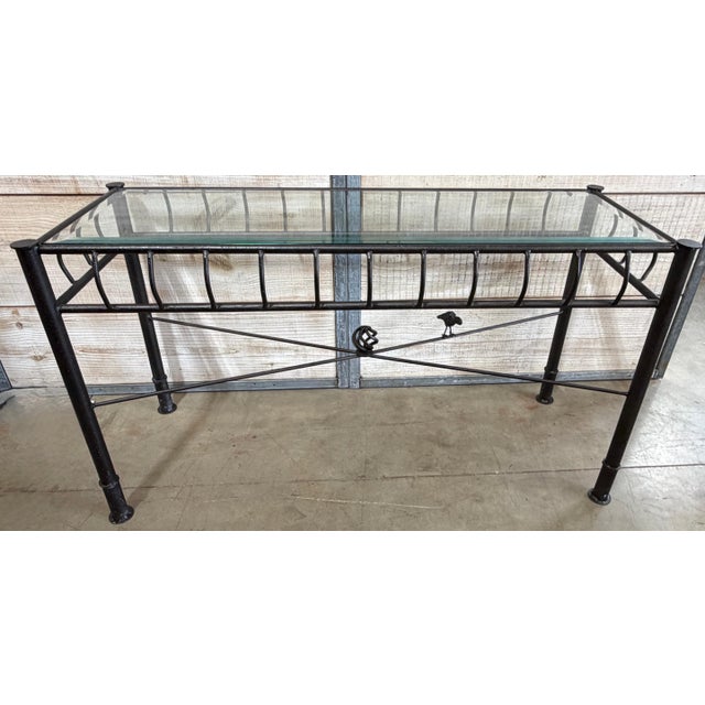 Modern Ilana Goor Forged Iron & Beveled Glass Console Table, Israel/USA, Circa 1980s For Sale - Image 3 of 14