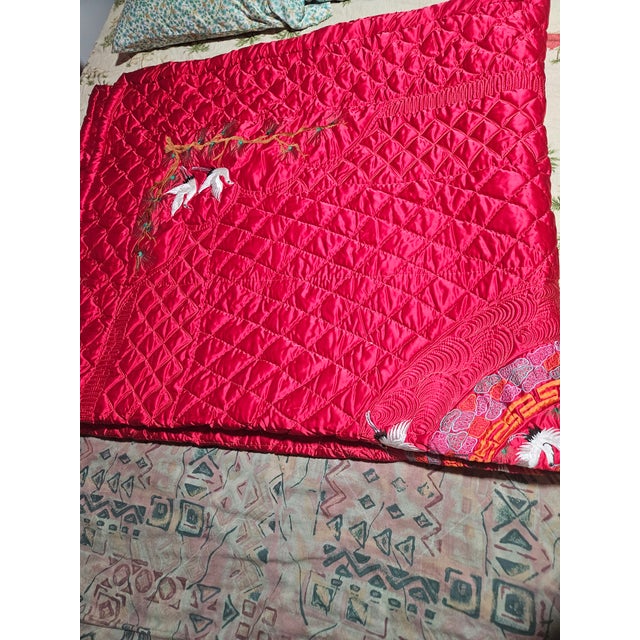 1980s Vintage Chinese Wedding Quilt For Sale - Image 5 of 7