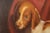 American 1890s Framed Oil on Board Painting Depicting a Dog Lying on a Red Drape For Sale - Image 4 of 12