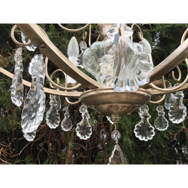 Metal Crystal Chandelier, 1960s For Sale - Image 7 of 11