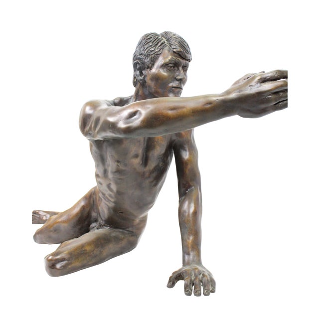 Bronze Large Vintage Nude Male Bronze Sculpture by Donald Claude Noel For Sale - Image 8 of 16