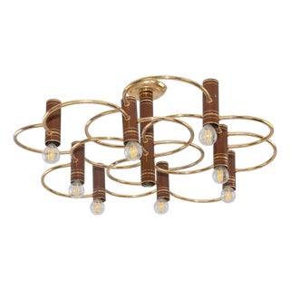 Mid-Century Gilt Metal Ceiling Light by Gaetano Sciolari, Italy, 1960s For Sale