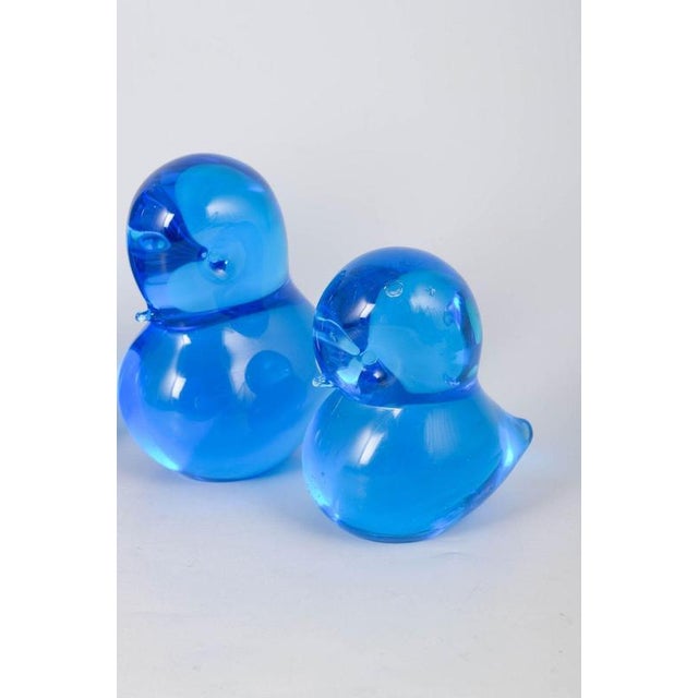 Five Duck Figurines in Blue Art Glass by Josef Marcolin for FM Ronneby, 1970s, Set of 5 For Sale - Image 3 of 5