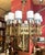This antique 19th century Italian large gilt bronze and enameld Neo Gothic pendant chandelier dating back to 1850 circa is...