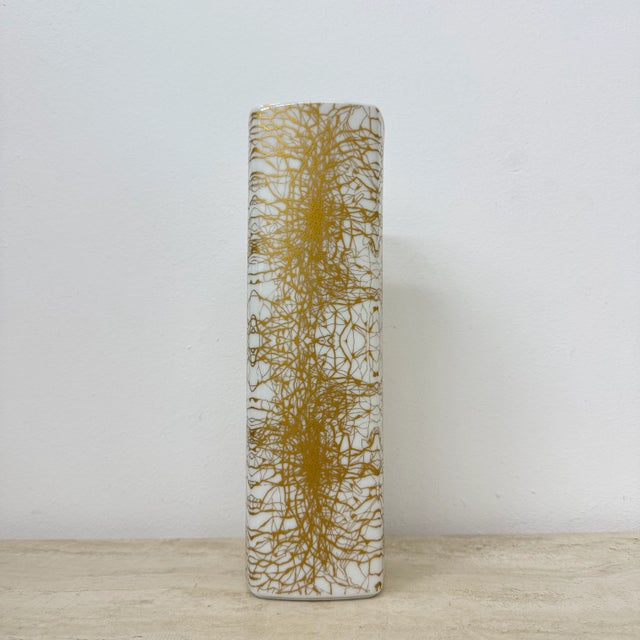 Art Porcelain Vase with Abstract Gold Pattern from Heinrich & Co. Selb Bavaria, Germany, 1970s For Sale - Image 6 of 6