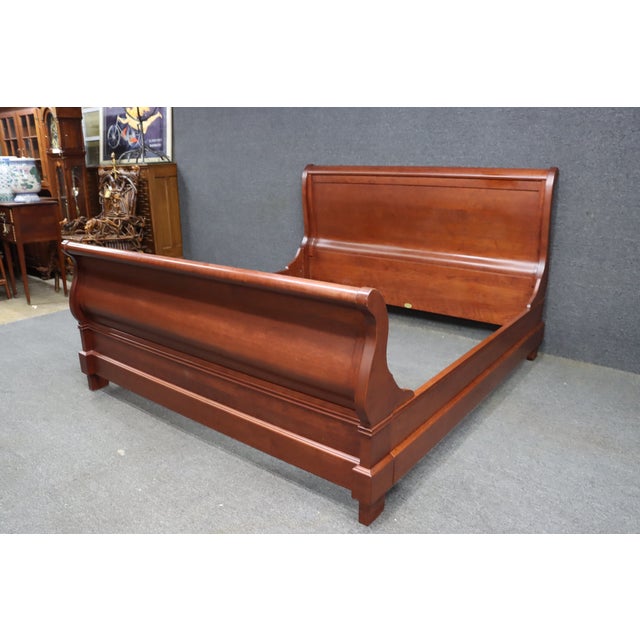Traditional Martin’s Furniture Solid Cherry King Sleigh Bed For Sale - Image 3 of 11