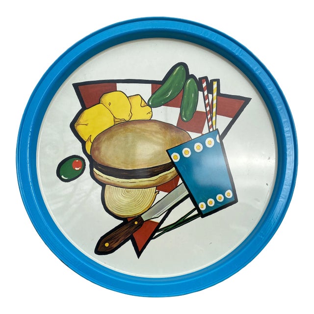 Vintage Metal Classic Diner Serving Tray For Sale