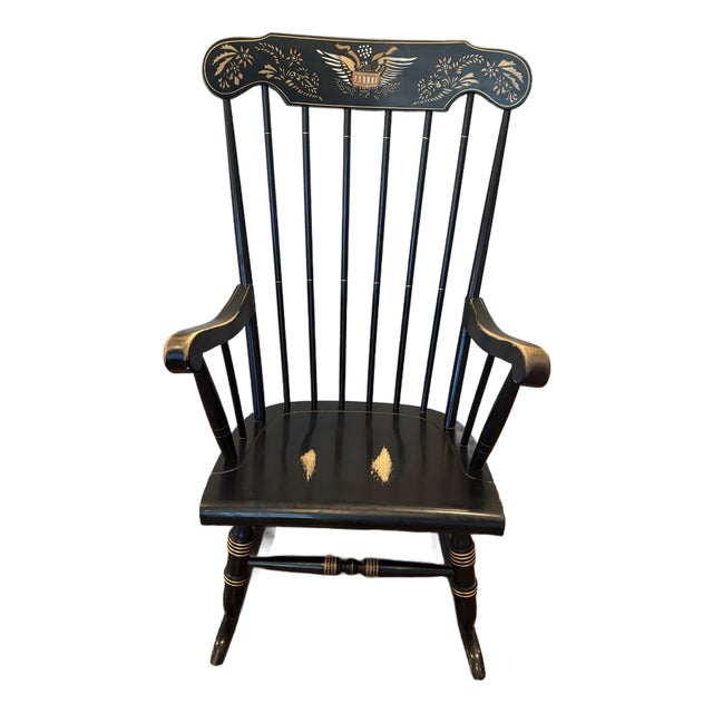 1970 Lock 1776 Bicentennial Federal Eagle Windsor Rocking Chair For Sale